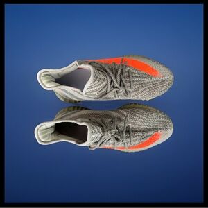 Adidas Men's Knit Sneakers in Gray and Neon Orange